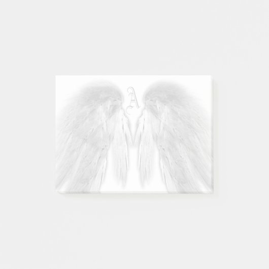 ANGEL WINGS White Custom Monogram Post-it Klebezettel (Vorderseite)