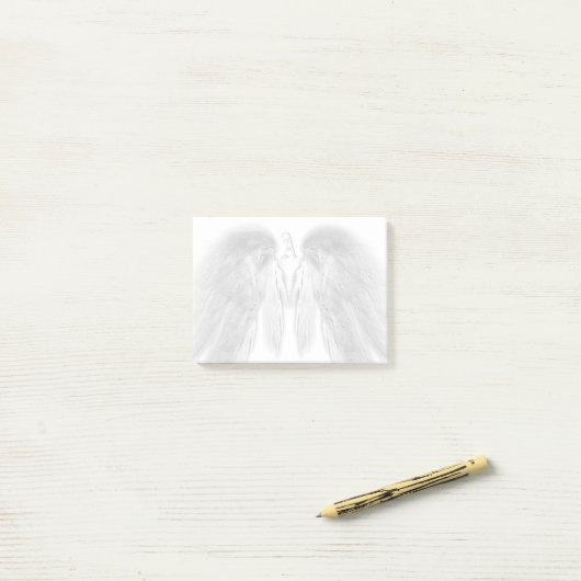 ANGEL WINGS White Custom Monogram Post-it Klebezettel (Auf Schreibtisch)
