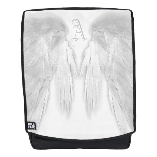 ANGEL WINGS White Custom Monogram Rucksack (Vorderseite)