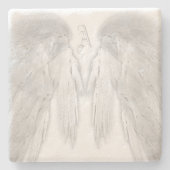 ANGEL WINGS White Custom Monogram Steinuntersetzer (Vorderseite)