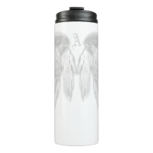 ANGEL WINGS White Custom Monogram Thermosbecher