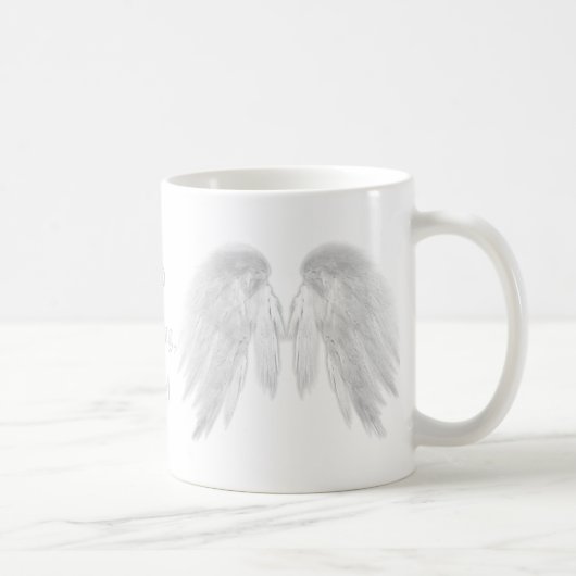 ANGEL WINGS White "Good Morning" Customizable Text Kaffeetasse (Rechts)