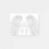 ANGEL WINGS White - Grey Touched Feathers - Post-it Klebezettel (Vorderseite)