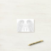ANGEL WINGS White - Grey Touched Feathers - Post-it Klebezettel (Auf Schreibtisch)