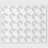 ANGEL WINGS White Himmlisch Holly Monogram Geschenkpapier (Flach)