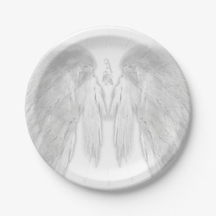 ANGEL WINGS White Himmlisch Holly Monogram Pappteller