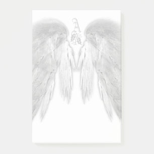 ANGEL WINGS White Himmlisch Holly Monogram Post-it Klebezettel