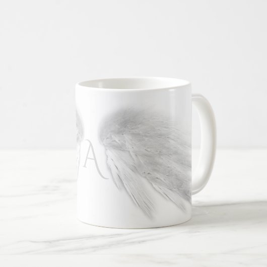 ANGEL WINGS White Monogram Kaffeetasse (VorderseiteRechts)