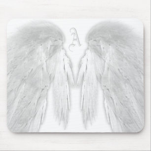 ANGEL WINGS White Monogram Mousepad