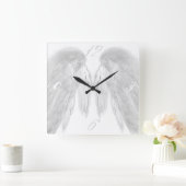 ANGEL WINGS White Quadratische Wanduhr (Zuhause)
