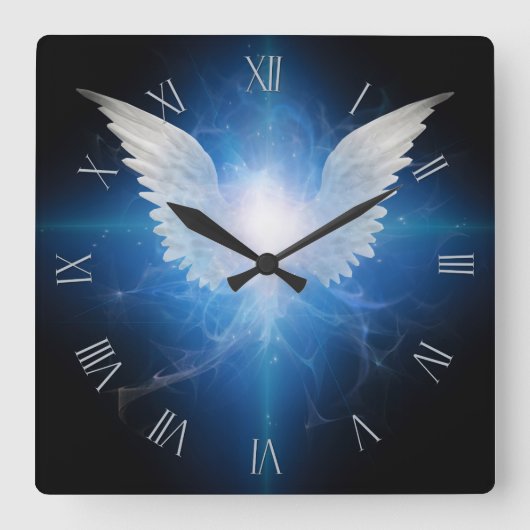 Angel Wingstar Quadratische Wanduhr (Vorderseite)