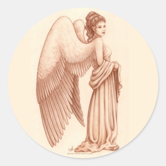 Angel Woman Runder Aufkleber (Vorderseite)