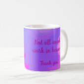 Angel Work dank Zitat Pink Hearts Art Monogram Kaffeetasse (VorderseiteRechts)