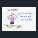 Angel Zeichne Lila blaues Grün "You My Friend"  Feiertagskarte<br><div class="desc">"Du,  mein Freund,  bist ein Engel."
Hast du das gesagt?  Vielleicht an eine andere Person; vielleicht von Ihnen; Vielleicht zu dir?  Wie glücklich wir sind,  in der Gesellschaft von Engeln zu sein.  
Dies ist ein wunderbarer Satz,  um einem anderen anzubieten und so bedeutsam zu empfangen.  

Pam Elifritz</div>