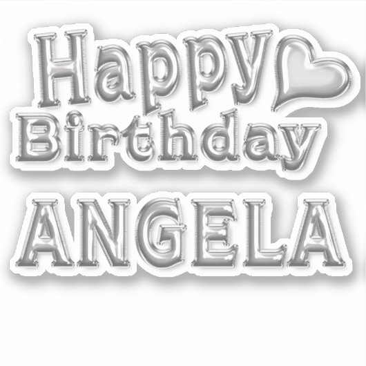 Angela Happy Birthday silver Aufkleber Sticker (Vorderseite)