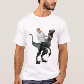 Angela Merkel reitet auf einem Velociraptor-Sticke T-Shirt