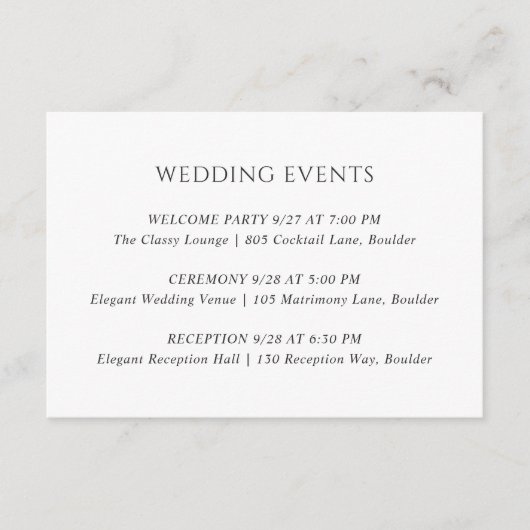 Angela Modern Wedding Begleitkarte (Vorderseite)