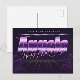 Angela Name Vorname lila Postkarte Geburtstag