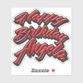 Angela Name Vorname red Sticker Geburtstag (Blatt)