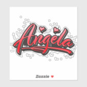 Angela red Heart Graffiti Aufkleber Sticker (Blatt)