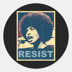 Angela - Resist - Davis 2 Runder Aufkleber