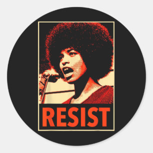 Angela - Resist - Davis Runder Aufkleber