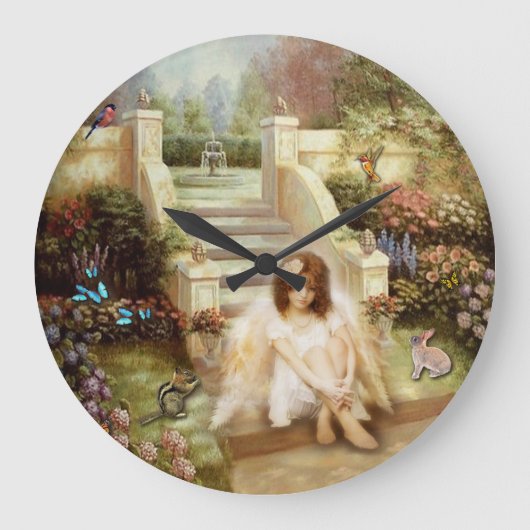 Angela Serenity Garden Rund um die Piazza Clock Große Wanduhr (Vorderseite)