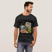 Angelausrüstung und frischer Fisch T-Shirt (Vorne ganz)