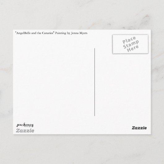 "AngelBelle and the Canaries" Postcard of Painting Postkarte (Rückseite)