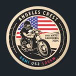 Angeles Wappen Highway California Motorrad Magnet<br><div class="desc">Angeles Wappen Highway gemacht in einem Vintagen,  Not leidenden Stil Emblem. Es ist eine berühmte landschaftliche Fahrt in Kalifornien.</div>