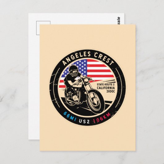 Angeles Wappen Highway California Motorrad Postkarte (Vorne/Hinten)
