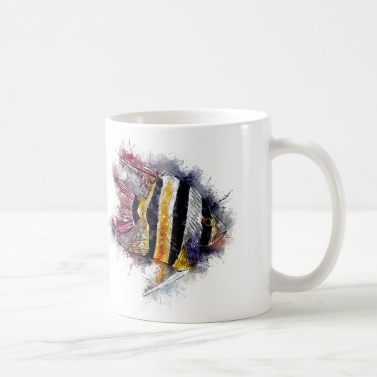 AngelFisch Aquarium Meer Kunstwerk Kaffeetasse (Rechts)