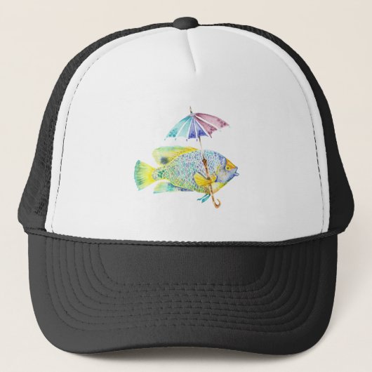 Angelfisch mit Schirm Truckerkappe (Vorderseite)