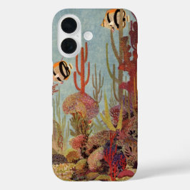 Angelfische auf Korallen, Vintage tropische Fische iPhone 16 Hülle