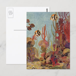 Angelfische auf Korallen, Vintage tropische Fische Postkarte