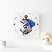 Angelfischfang Quadratische Wanduhr (Zuhause)