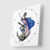 Angelfischfang Quadratische Wanduhr (Winkel)