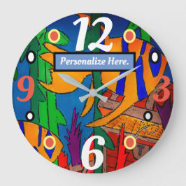 Angelfish and Sunken Treasure Große Wanduhr