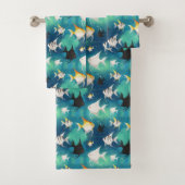 Angelfish Aquarium Pattern Badhandtuch Set (Insitu)