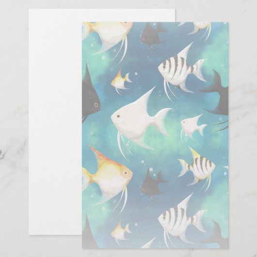 Angelfish Aquarium Pattern Briefpapier (Vorne/Hinten)
