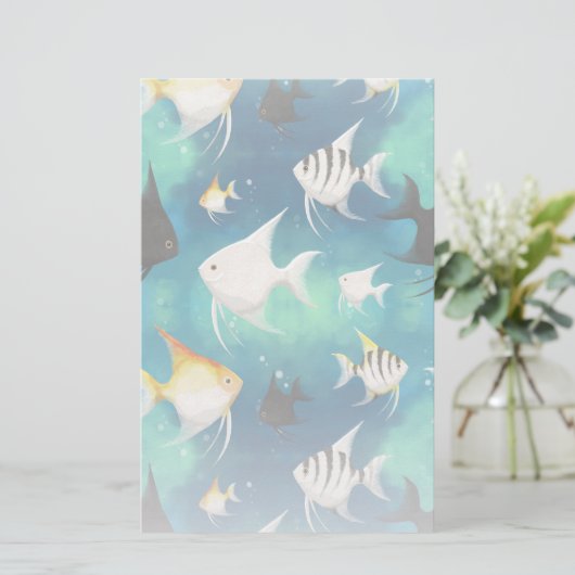 Angelfish Aquarium Pattern Briefpapier (Stehend Vorderseite)