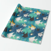 Angelfish Aquarium Pattern Geschenkpapier (Ungerollt)