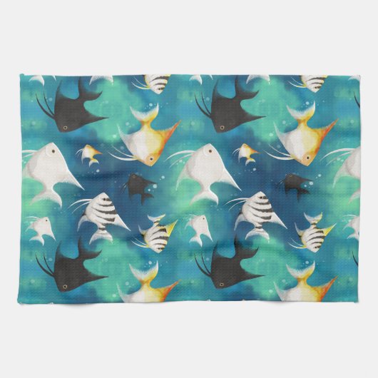Angelfish Aquarium Pattern Geschirrtuch (Horizontal)