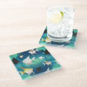 Angelfish Aquarium Pattern Glasuntersetzer (Schrägansicht)