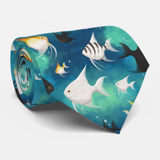 Angelfish Aquarium Pattern Krawatte (Gerollt)