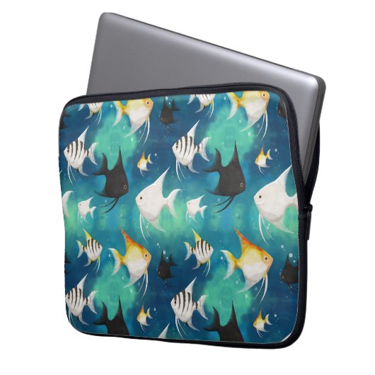 Angelfish Aquarium Pattern Laptopschutzhülle (Vorderseite Links)
