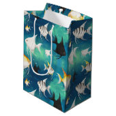 Angelfish Aquarium Pattern Mittlere Geschenktüte (Rückseite Schrägansicht)