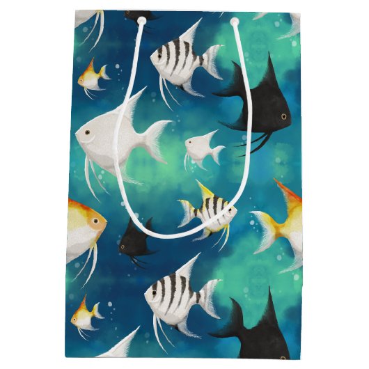 Angelfish Aquarium Pattern Mittlere Geschenktüte (Rückseite)