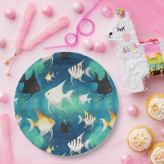 Angelfish Aquarium Pattern Pappteller (Party)