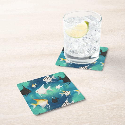 Angelfish Aquarium Pattern Rechteckiger Pappuntersetzer (Vor Ort)